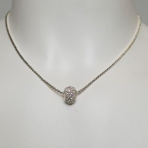 Silver CZ Single Bead Fashion Necklace